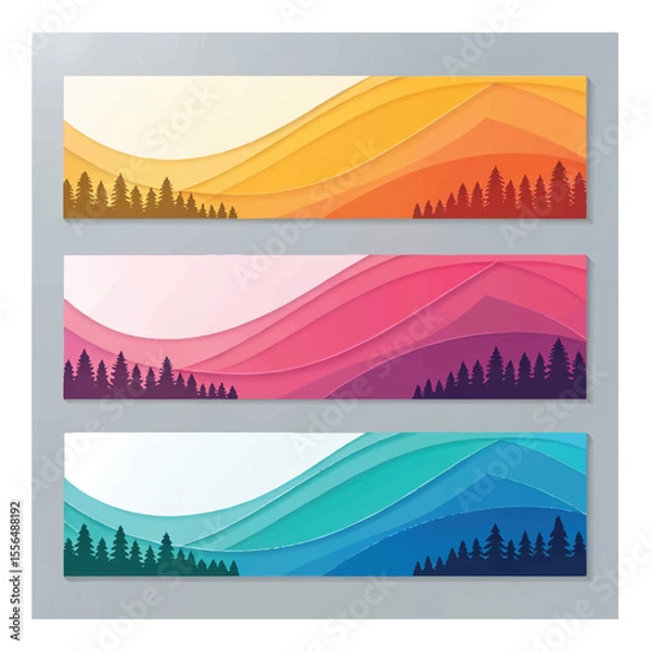 Obraz Set of horizontal abstract web banner design template background gradients color. Suitable for web ads. Vector illustration with Space to add