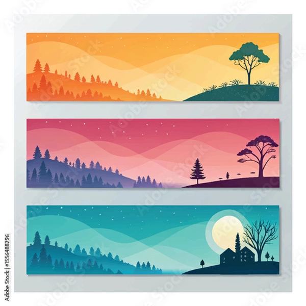 Obraz Set of horizontal abstract web banner design template background gradients color. Suitable for web ads. Vector illustration with Space to add