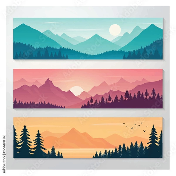 Obraz Set of horizontal abstract web banner design template background gradients color. Suitable for web ads. Vector illustration with Space to add
