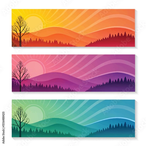 Obraz Set of horizontal abstract web banner design template background gradients color. Suitable for web ads. Vector illustration with Space to add
