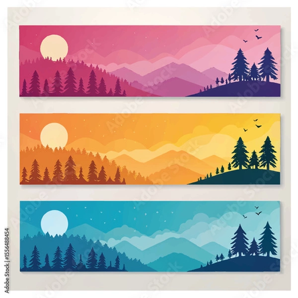 Obraz Set of horizontal abstract web banner design template background gradients color. Suitable for web ads. Vector illustration with Space to add