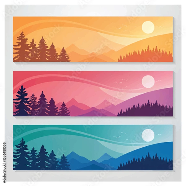 Obraz Set of horizontal abstract web banner design template background gradients color. Suitable for web ads. Vector illustration with Space to add
