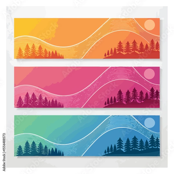 Obraz Set of horizontal abstract web banner design template background gradients color. Suitable for web ads. Vector illustration with Space to add