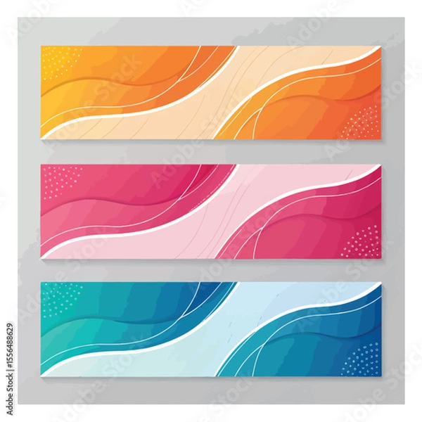 Obraz Set of horizontal abstract web banner design template background gradients color. Suitable for web ads. Vector illustration with Space to add