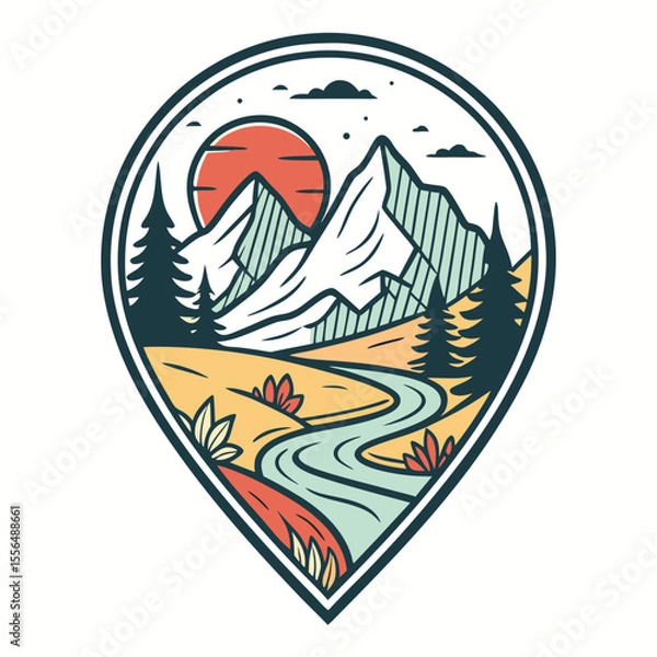 Obraz Mountain river inside the location marker