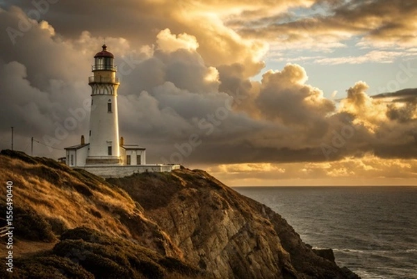 Obraz Dramatic Coastal Lighthouse at Sunset/Sunrise

