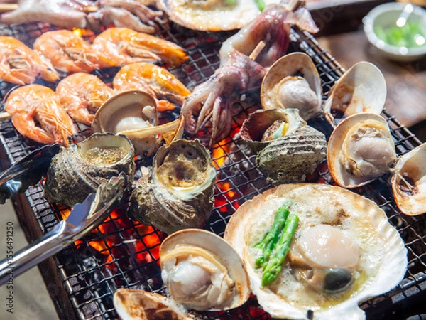 Obraz 海鮮バーベキュー　アウトドアで新鮮な海の食材を食べる