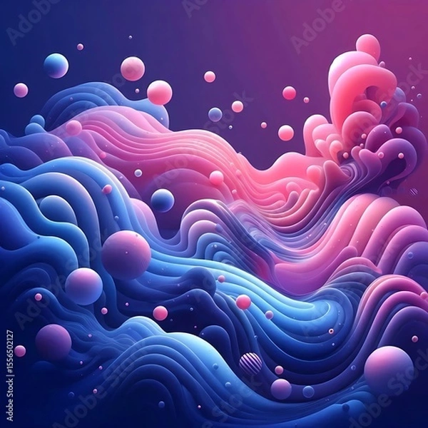 Fototapeta Organic fluid gradient background in pink and indigo tones, perfect for UI design