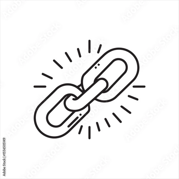 Fototapeta Modern Line Art Illustration of Interlocked Chain Links Symbolizing Connection, Strength, and Unity in a Minimalist and Contemporary Style