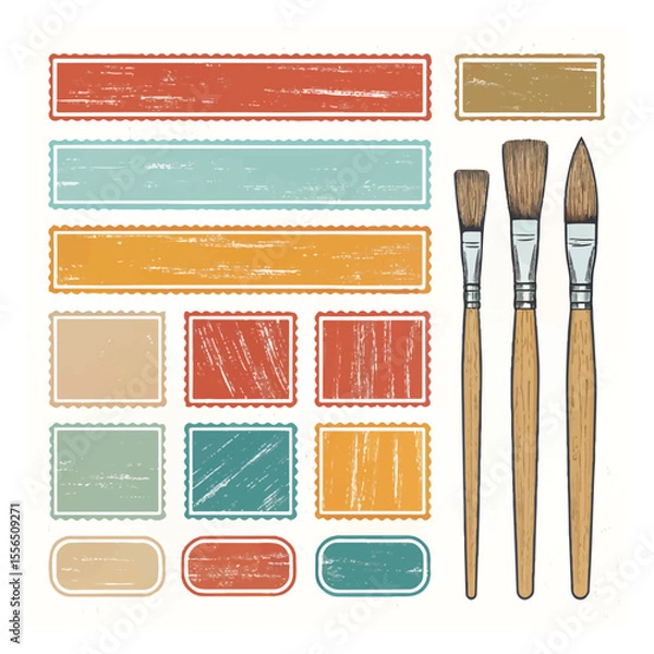 Obraz Brush strokes vector. brush. Set of text boxes. Paintbrush collection. Grunge design elements. Dirty texture banners. Set of rectangle shape brush strokes. Painted rectangles and long strokes