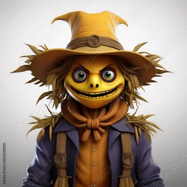 Obraz halloween scarecrow with pumpkin