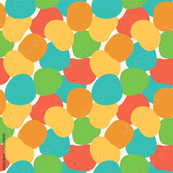 Fototapeta Seamless vector pattern with abstract colorful round shapes, suitable for children's design