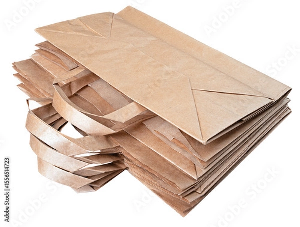 Obraz Stack of folded paper bags on isolated background.