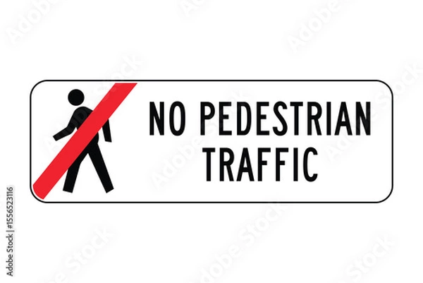 Fototapeta No Pedestrian Traffic Sign with Crossed-Out Walking Symbol – Safety and Access Control Notice