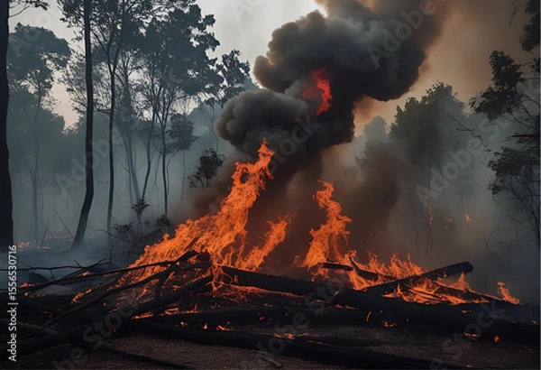 Fototapeta forest on fire