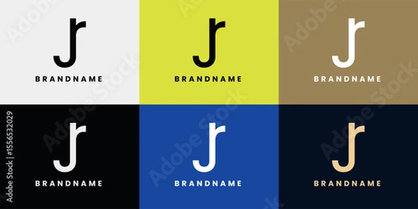 Fototapeta jr letter mark monogram logo with color variation. tiktok style logo. tiktok theme logo