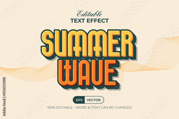 Fototapeta Summer Wave Editable Text Effect.