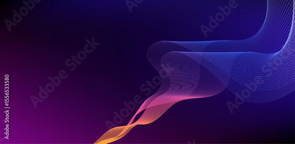 Fototapeta Abstract gradient line waving futuristic background.