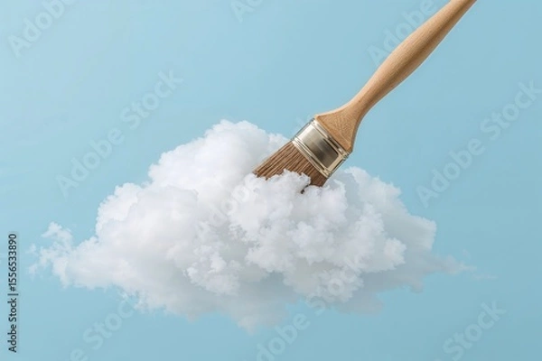 Fototapeta Paintbrush Stuck in a Fluffy Cloud