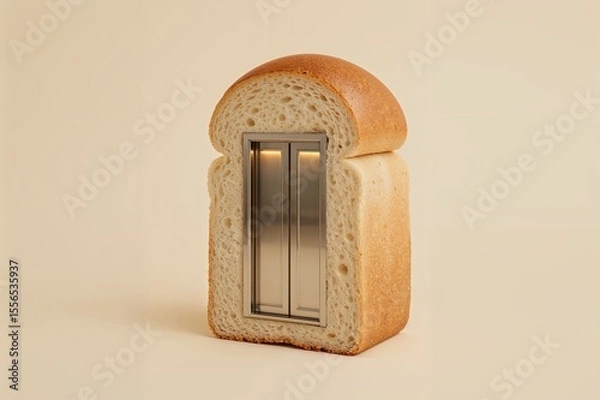 Fototapeta Elevator Door Inside a Loaf of Bread