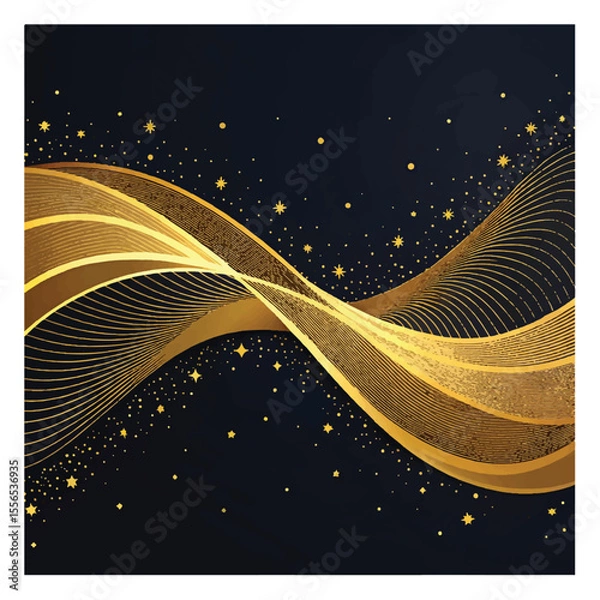 Obraz Modern golden banner background. Graphic design banner pattern background template with dynamic wave shapes.