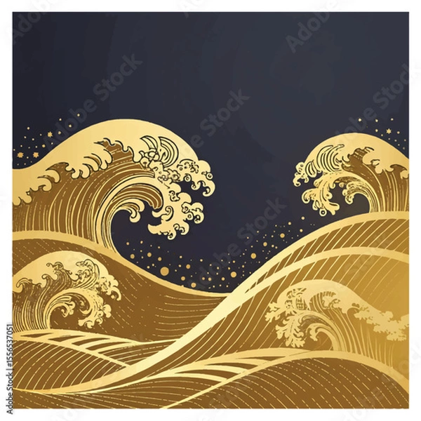 Obraz Modern golden banner background. Graphic design banner pattern background template with dynamic wave shapes.