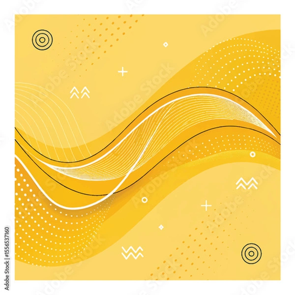 Obraz Modern yellow banner background. Graphic design banner pattern background template with dynamic wave shapes.