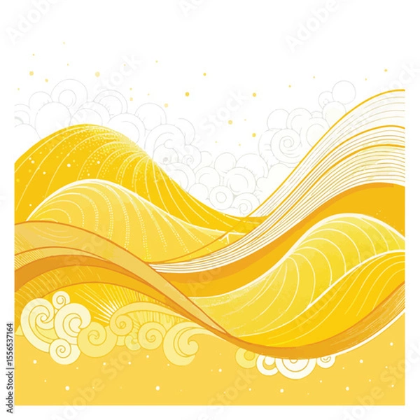 Obraz Modern yellow banner background. Graphic design banner pattern background template with dynamic wave shapes.