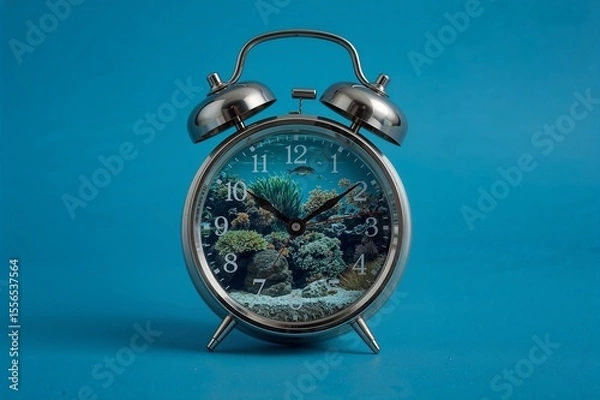 Fototapeta Vintage Alarm Clock with Coral Reef Inside Dial