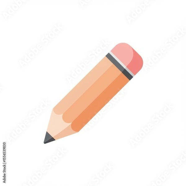 Fototapeta A stub pencil with a rounded eraser stands out against a white background, highlighting minimalist design