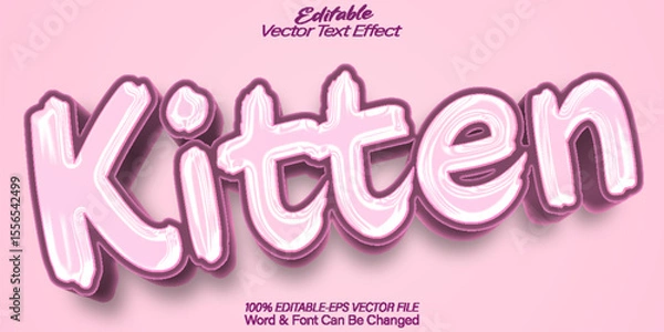 Fototapeta Kitten Vector Text Effect Editable Alphabet Purple Cat Animal Funny Kitty Dog Puppy