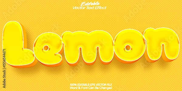 Fototapeta Lemon Vector Text Effect Editable Alphabet Yellow  Lemonade Juicy Mint