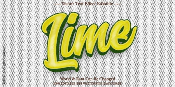 Fototapeta Lime Vector Text Effect Editable Alphabet Limon Lemon Exotic