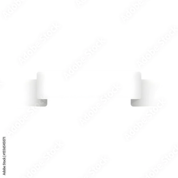 Fototapeta Simple white ribbon banner with pointed ends isolated on transparent background