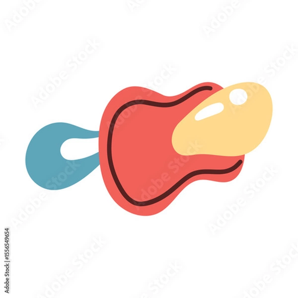 Obraz Baby pacifier icon in flat style. Nipple for newborn child vector illustration on isolated background. Soother sign business concept.