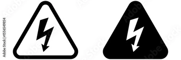 Fototapeta High Voltage Icon. Lightning Bolt Warning Icon. Electrical Hazard Icon.