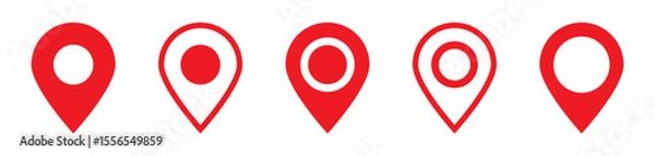 Fototapeta Red maps pin. Red location map icon.
