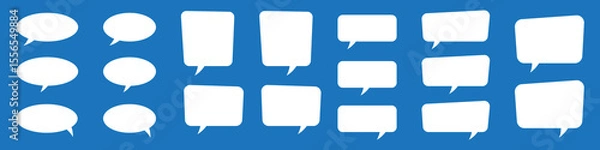 Fototapeta White speech bubble and thought bubble shapes in comic style. Blank text boxes for communication, storytelling, comic books, and graphic design.