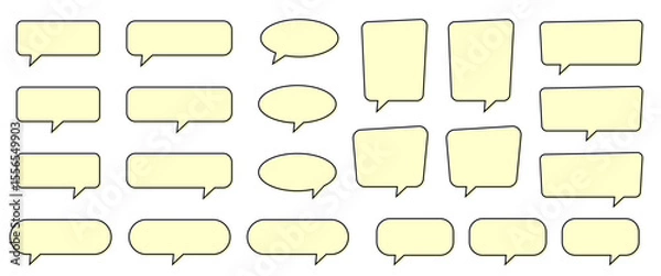 Fototapeta Yellow Chat and Speech Bubble Set. Empty Blank Speech Bubble.