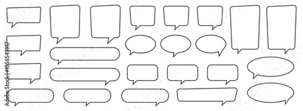 Fototapeta Linear Style Chat Speech Bubble and Thought Bubble Collection. Blank Line Speech Bubble.