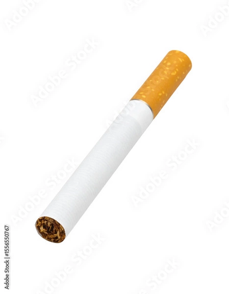 Obraz A lone unlit cigarette, isolated on white.