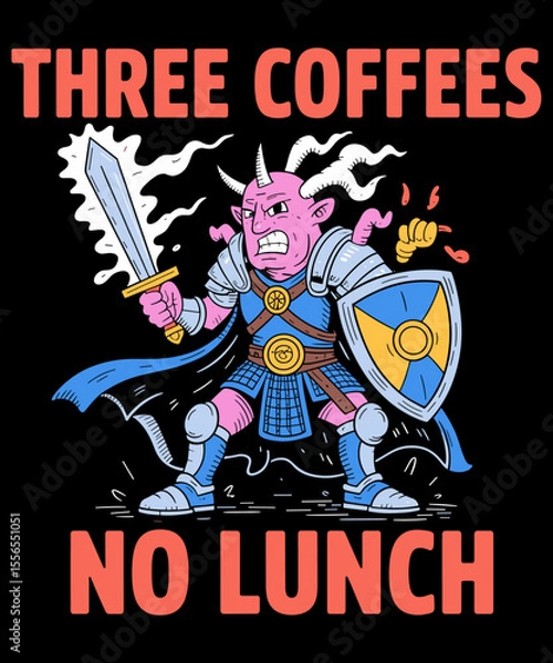 Obraz Three coffees no lunch funny coffee lover