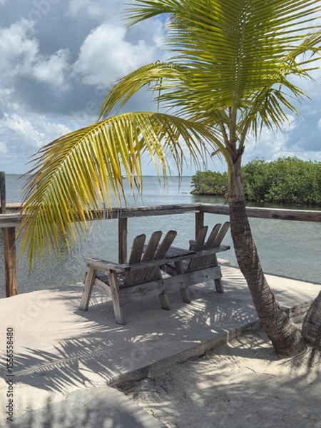 Fototapeta Relax by the Water under the Palm Trees