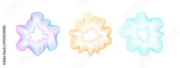 Fototapeta Sonic neon neon circular waves. Abstract vector wavy gradient circles. Minimalistic sound rainbow lines, radial spectrum. Colorful cover for music poster and banner