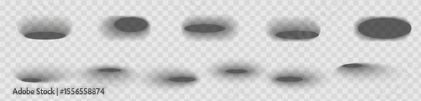 Fototapeta Square and rectangle box shadow effects. Realistic overlay and transparent shadows vector set, shades falling from objects on floor with soft black edges and dark corners, transparent background
