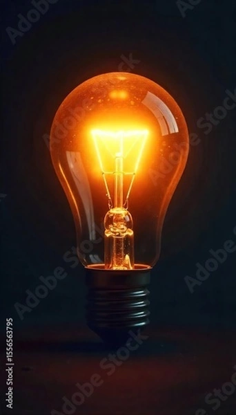 Fototapeta A bright light bulb illuminates a dark background, symbolizing inspiration and a brilliant idea Perfect for innovation, creativity, and problem-solving concepts , understanding, concept, discovery