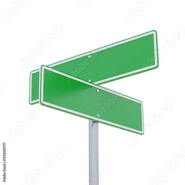 Fototapeta Blank Green Street Signs - Directional and Information Template - Navigation Mockup Isolated transparent background 