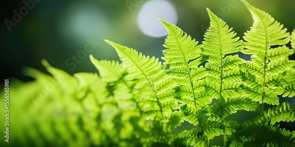 Obraz Lush Green Fern Leaves Bathed in Beautiful Natural Light Enhancing Their Vivid Coloration
