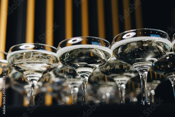 Fototapeta Close-up of Sparkling Wine Glasses