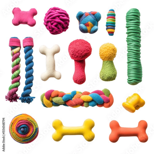 Obraz Colorful pet toys collection on transparent background cutout png for pets fun and playful environment